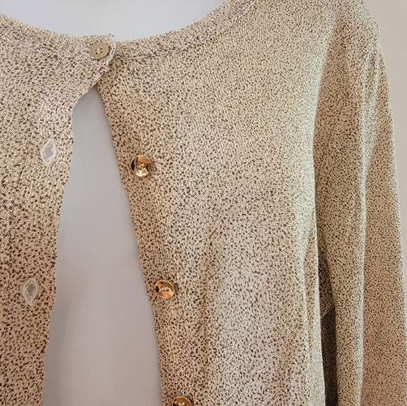 Ann Taylor Gold Sparkle Cardigan XXL Silk Cotton Blend NWT - Picture 4 of 10